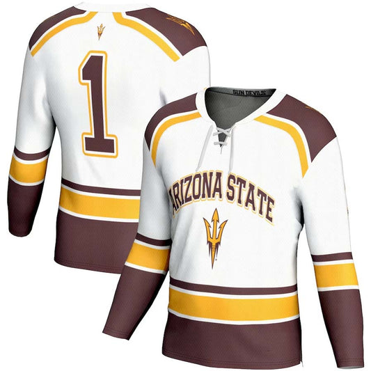 #1 A.State Sun Devils GameDay Greats Ice Hockey Fashion Jersey - White Stitched American College Jerseys