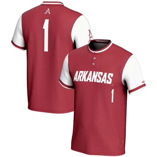 #1 A.Razorbacks GameDay Greats Lightweight Softball Jersey - Crimson Stitched American College Jerseys