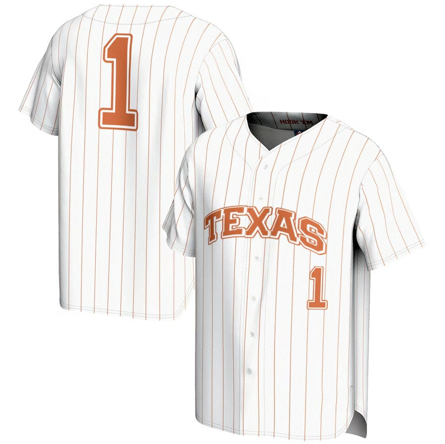 #1 T.Longhorns GameDay Greats Lightweight Baseball Jersey - White American College Jerseys