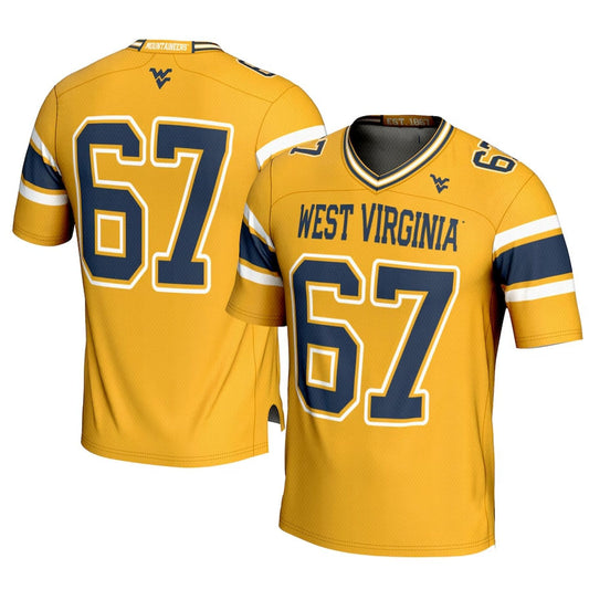 #67 W.Virginia Mountaineers GameDay Greats Football Jersey - Gold American College Jerseys