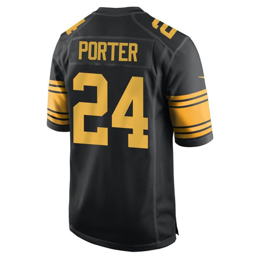 P.Steelers #24 Joey Porter Jr. Replica Color Rush Black Stitched American Football Jerseys