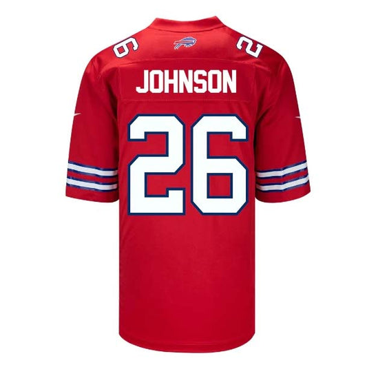 B.Bills #26 Ty Johnson Game Jersey - Red Stitched American Football Jerseys