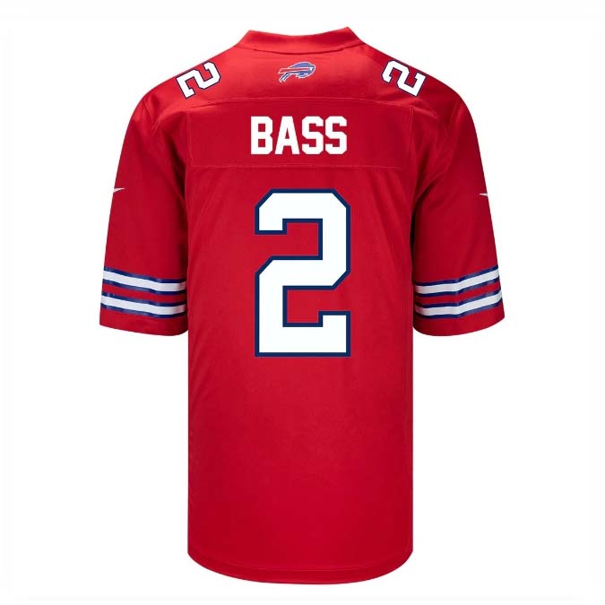 B.Bills #2 Tyler Bass Game Jersey - Red Football Jerseys