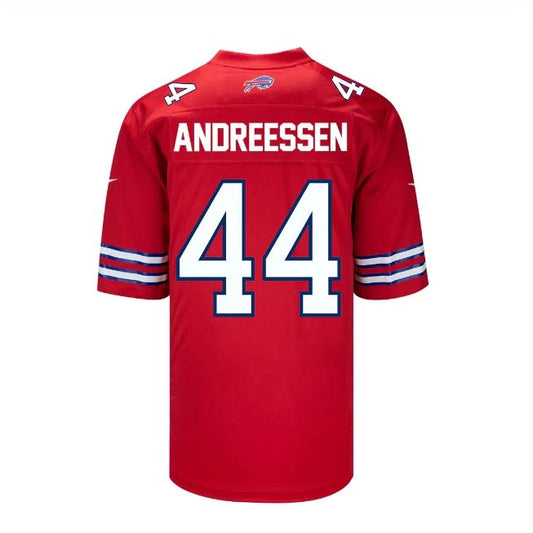 B.Bills #44 Joe Andreessen Game Jersey - Red Stitched American Football Jerseys