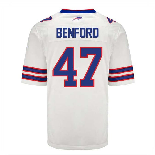 B.Bills #47 Christian Benford Game Jersey - White Stitched American Football Jerseys