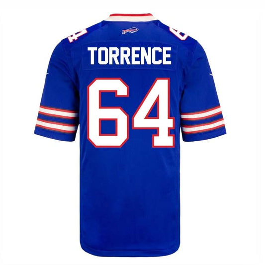 B.Bills #64 O'Cyrus Torrence Game Jersey - Royal Stitched American Football Jerseys