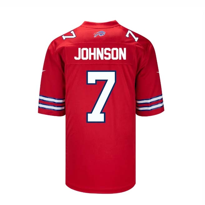 B.Bills #7 Taron Johnson Game Jersey - Red Football Jerseys