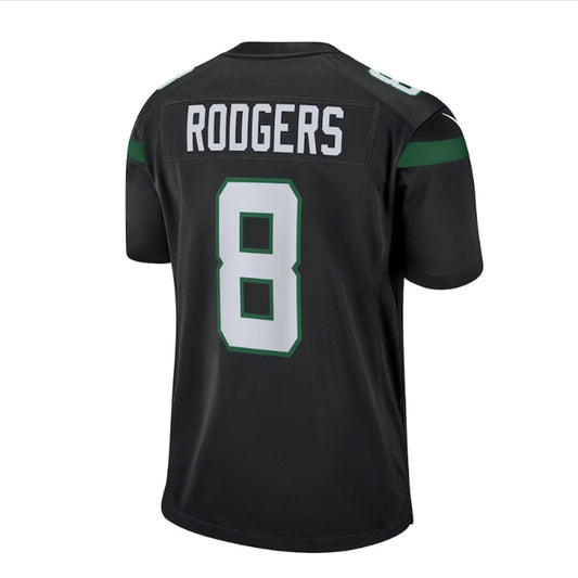 NY.Jets #8 Aaron Rodgers Game Jersey - Black Stitched American Football Jerseys