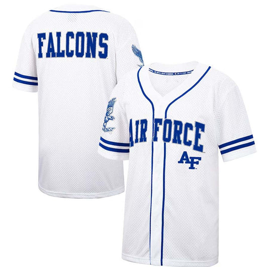 AF.Falcons Colosseum Free Spirited Mesh Button-Up Baseball Jersey - White Stitched American College Jerseys