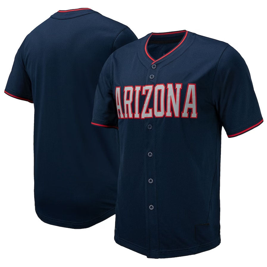 A.Wildcats Replica Full-Button Baseball Jersey - Navy Stitched American College Jerseys