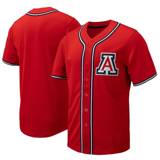 A.Wildcats Replica Full-Button Baseball Jersey - Red Stitched American College Jerseys