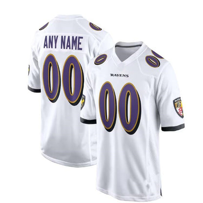 Custom B.Ravens White Game Jersey Stitched American Football Jerseys