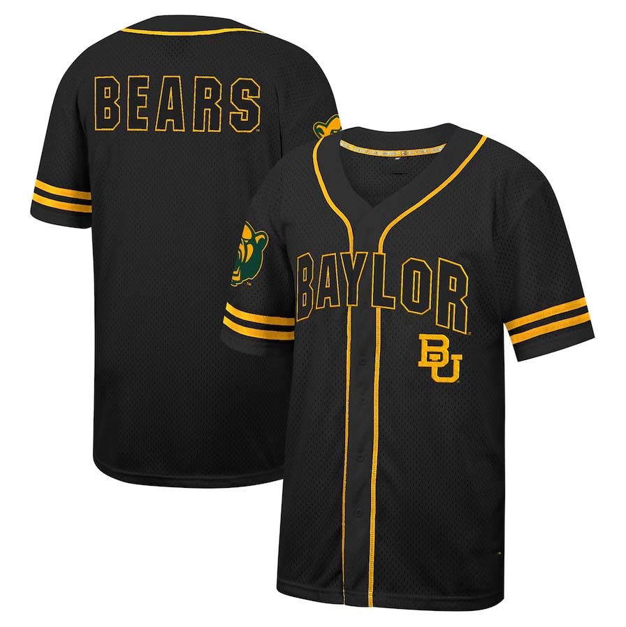 B.Bears Colosseum Free Spirited Mesh Button-Up Baseball Jersey - Black Stitched American College Jerseys