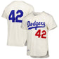 Brooklyn Dodgers #42 Jackie Robinson Mitchell & Ness 1955 Cooperstown Collection Authentic Jersey - Cream Stitched Baseball Jersey