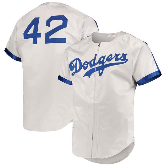 Brooklyn Dodgers #42 Jackie Robinson Mitchell & Ness Cooperstown Collection Authentic Jersey - Gray Stitched Baseball Jersey