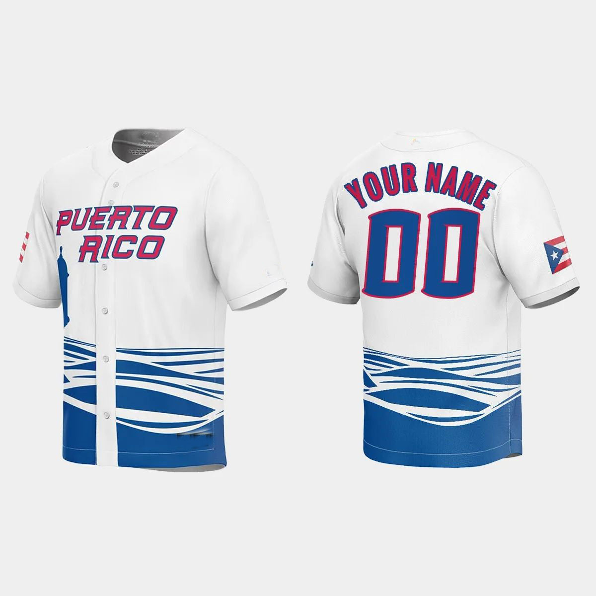 CUSTOM PUERTO RICO BASEBALL 2023 WORLD BASEBALL CLASSIC JERSEY  WHITE Stitches Baseball Jerseys