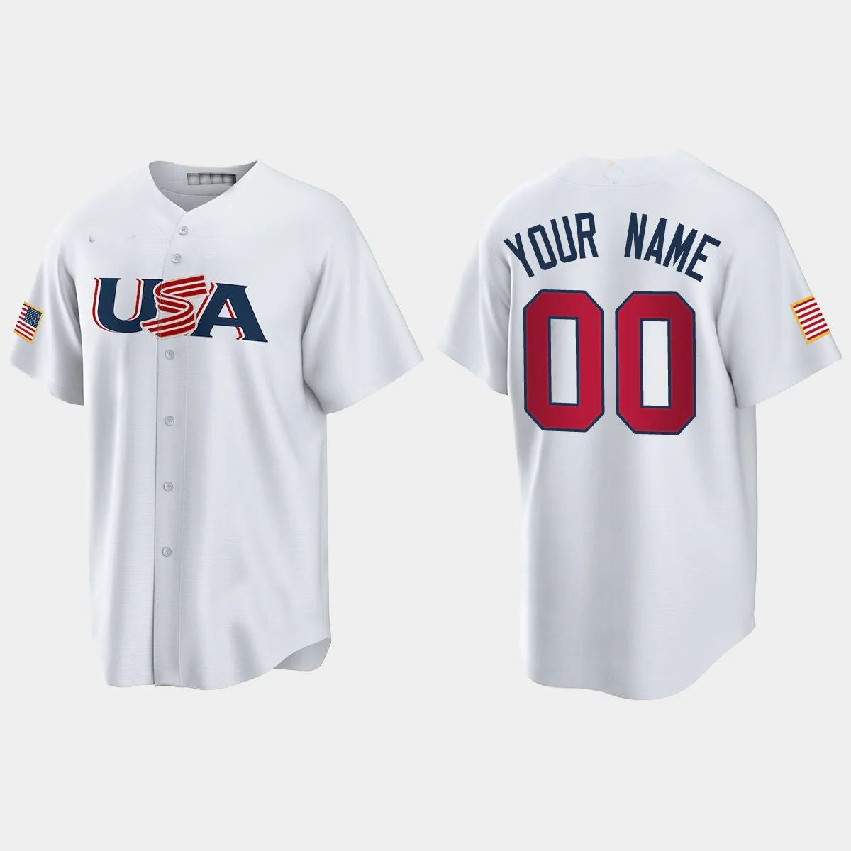 CUSTOM USA 2023 WORLD BASEBALL CLASSIC REPLICA JERSEY WHITE Stitches Baseball Jerseys