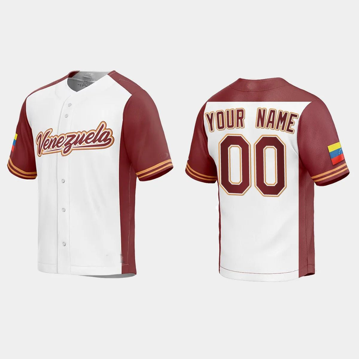 CUSTOM VENEZUELA BASEBALL 2023 WORLD BASEBALL CLASSIC REPLICA JERSEY WHITE Stitches Baseball Jerseys