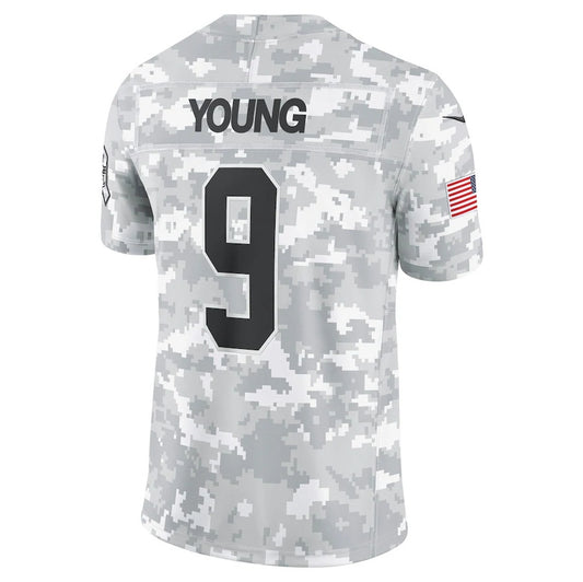 C.Panthers #9 Bryce Young Arctic Camo 2024 Salute to Service Limited Stitched American Football Jerseys