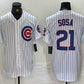 Chicago Cubs #21 Sammy Sosa White With Patch Cool Base Stitched Baseball Jersey