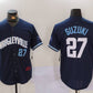 Chicago Cubs #27 Seiya Suzuki Number Navy City Connect Cool Base Stitched Baseball Jersey