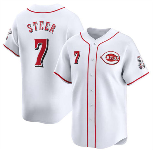 Cincinnati Reds #7 Spencer Steer White Home Limited Stitched Baseball Jersey