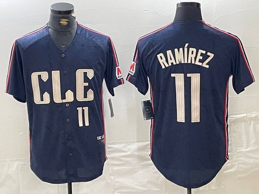 Cleveland Guardians #11 Jose Ramirez Number Navy 2024 City Connect Limited Stitched Baseball Jerseys