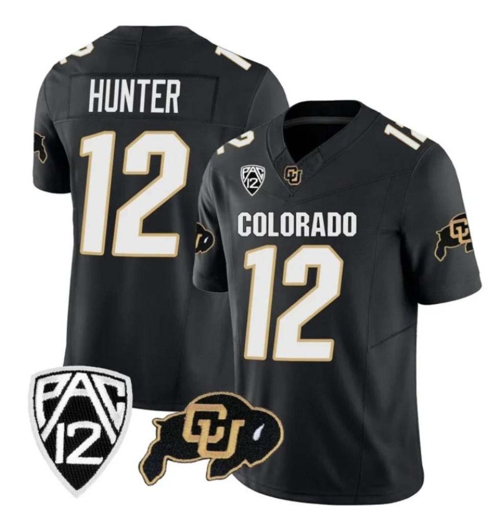 C.Buffaloes #12 Travis Hunter Black 2023 Fuse Football Stitched American College Jerseys