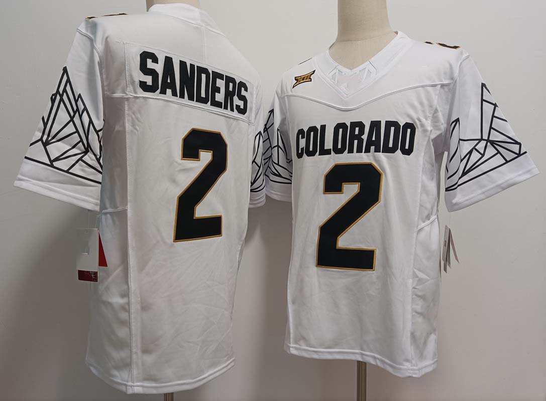 C.Buffaloes #2 Shedeur Sanders White Black 2024 Limited FUSE Football Stitched American College Jerseys