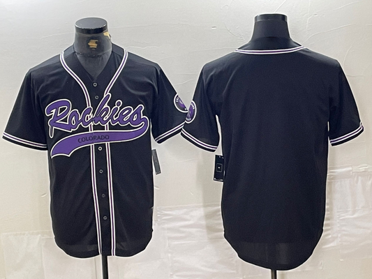 Colorado Rockies Blank Black With Patch Cool Base Stitched Baseball Jersey