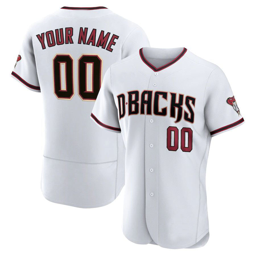 Baseball Mens Custom A.Diamondback Stitched White Jersey