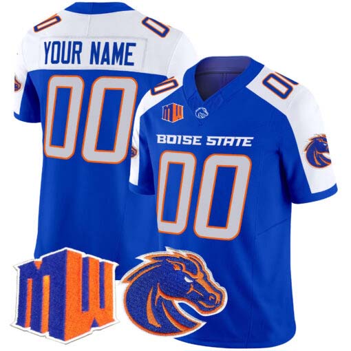 Custom B.State Broncos Royal White Vapor Limited Football American College Jerseys