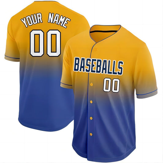 Baseball Jerseys Custom Gold White-Royal Fade Baseball Jersey