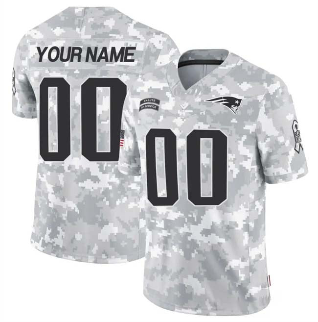 Custom NE.Patriots Active Player 2024 F.U.S.E Arctic Camo Salute To Service Limited Stitched Football Jersey