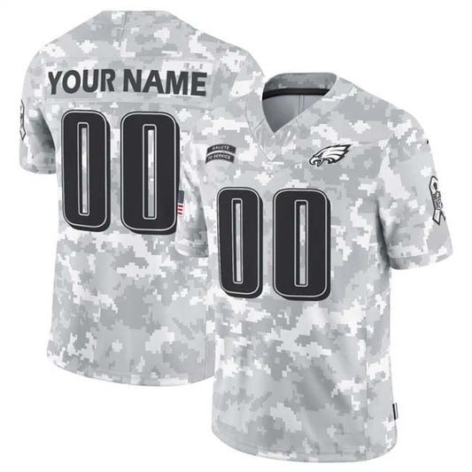 Custom P.Eagles Active Player 2024 F.U.S.E Arctic Camo Salute To Service Limited Stitched Football Jersey