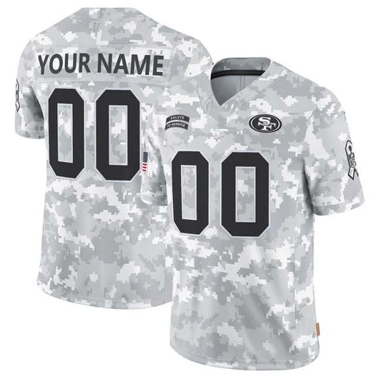 Custom SF.49ers Active Player 2024 F.U.S.E Arctic Camo Salute To Service Limited Stitched Football Jersey