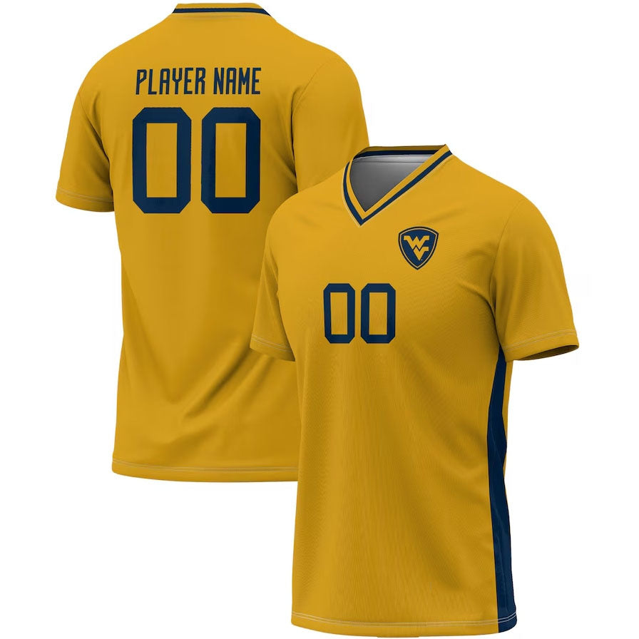 W.Virginia Mountaineers GameDay Greats Pick-A-Player NIL Lightweight Soccer Jersey - Gold American College Jerseys