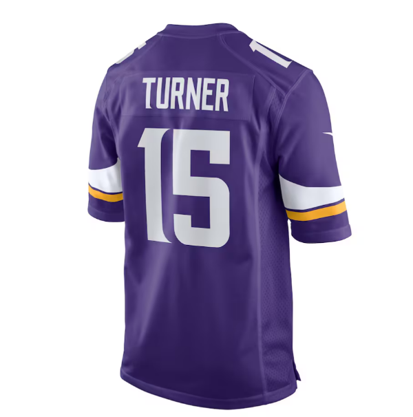 MN.Vikings #15 Dallas Turner 2024 Draft First Round Pick Player Game Jersey - Purple American Football Jerseys