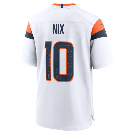 D.Broncos #10 Bo Nix 2024 Draft First Round Pick Player Game Jersey - White American Football Jersey