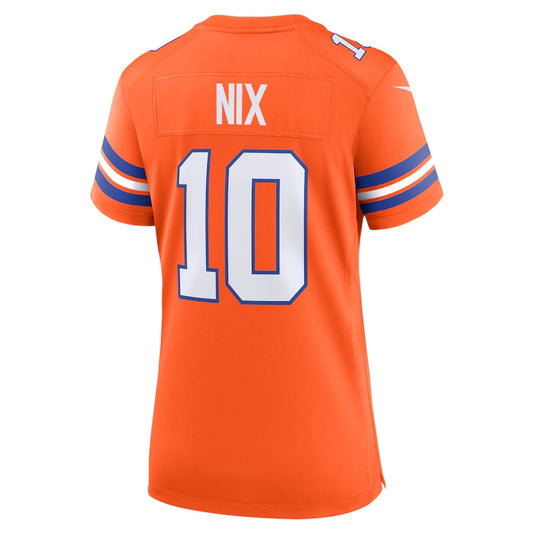 D.Broncos #10 Bo Nix Orange Mile High Collection 1977 Throwback Player Game Football Jerseys