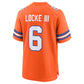 D.Broncos #6 P.J. Locke III Orange Mile High Collection 1977 Throwback Player Game Football Jerseys