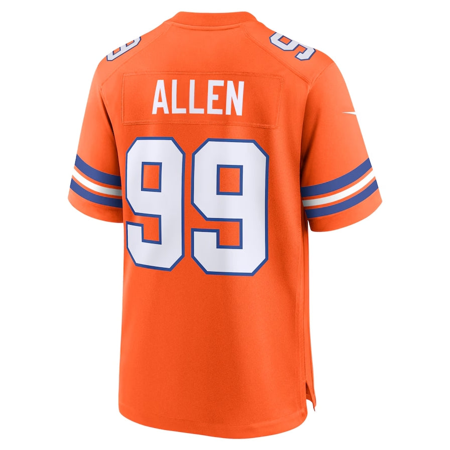 D.Broncos #99 Zach Allen Orange Mile High Collection 1977 Throwback Player Game Football Jerseys