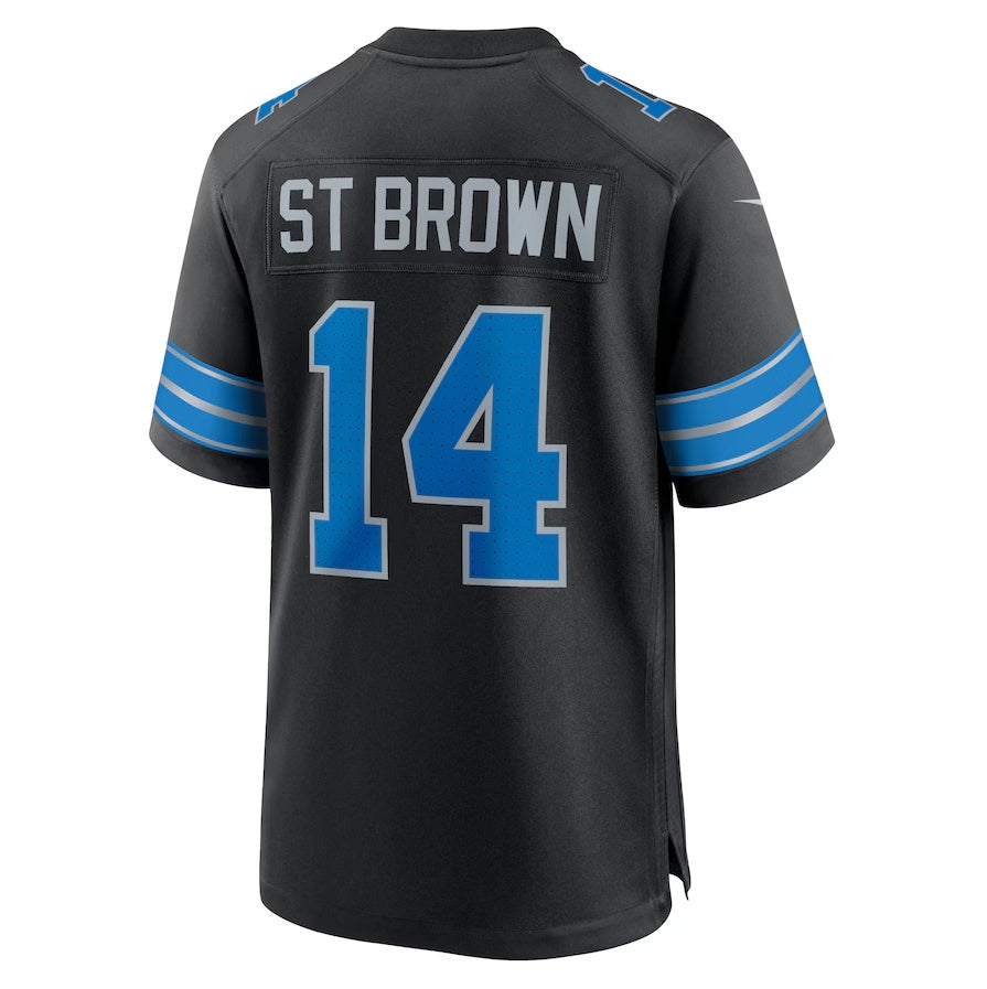 D.Lions #14 Amon-Ra St. Brown 2nd Alternate Game Jersey - Black American Football Jerseys