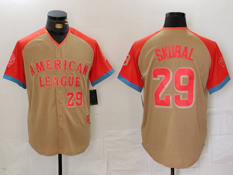 Detroit Tigers #29 Tarik Skubal Number Cream 2024 All Star Limited Stitched Baseball Jersey