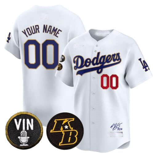 Custom Los Angeles Dodgers Vin Patch & Kobe Bryant Signature Vapor Premier Limited – All Stitched Baseball Jersey