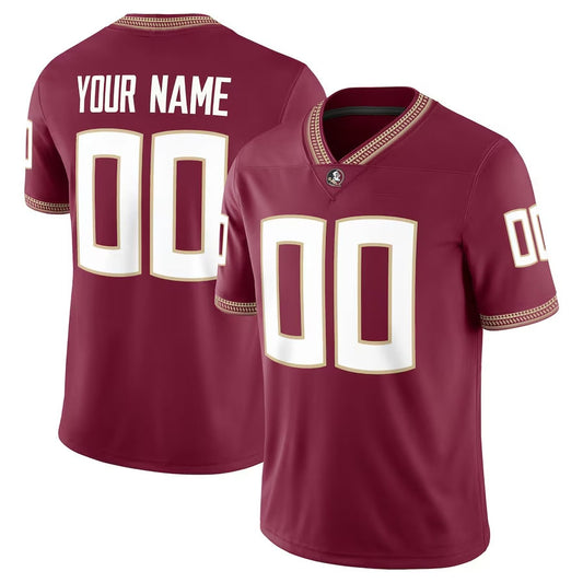 Custom F.State Seminoles Football Game Jersey - Garnet American College Jerseys