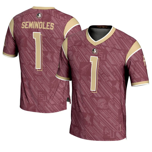 F.State Seminoles #1 GameDay Greats Garnet Highlight Print Football Fashion Jersey American College Jerseys