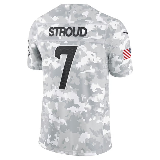 Custom H.Texans #7 C.J. Stroud Arctic Camo 2024 Salute to Service Limited Stitched American Football Jerseys