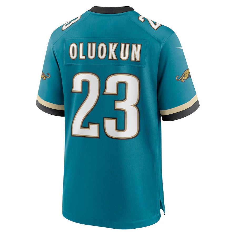 J.Jaguars #23 Foye Oluokun Prowler Throwback Player Game Jersey - Teal Football Jerseys