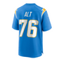 LA.Chargers #76 Joe Alt 2024 Draft Player Game Jersey - Powder Blue American Football Jerseys